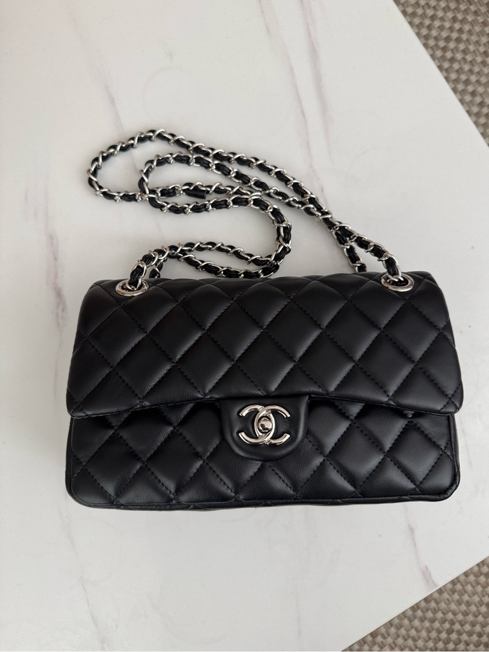 Black quilted shoulder bag